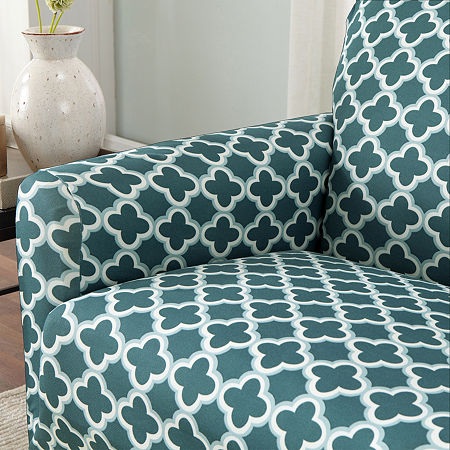 Linery Stretch Printed Loveseat Slipcovers, One Size, Blue