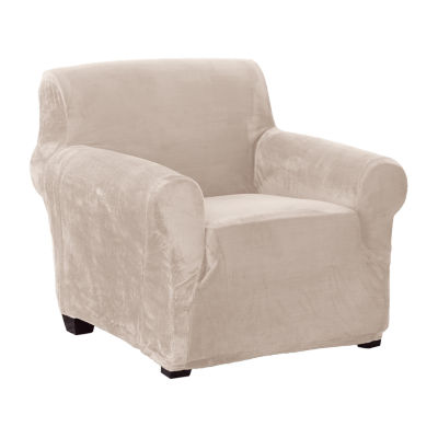Linery Stretch Velvet-Plush Armchair Slipcover One Size Beige 24$