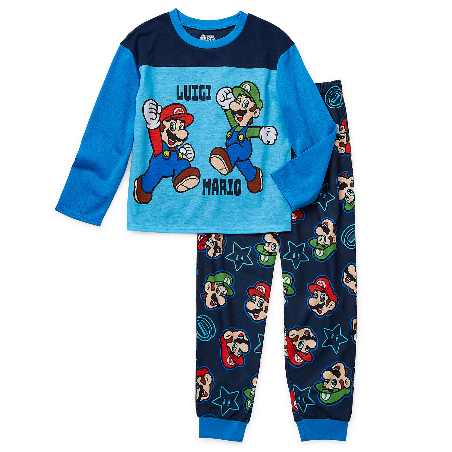 Little & Big Boys 2-pc. Super Mario Pant Pajama Set, Color: Blue Multi ...