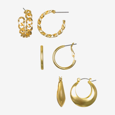 Bijoux Bar Delicates Gold Tone 3 Pair Earring Set