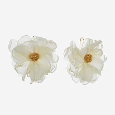 Bijoux Bar Gold Tone Womens Flower Drop Earrings