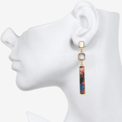 Bijoux Bar Delicates Gold Tone Glass Rectangular Drop Earrings