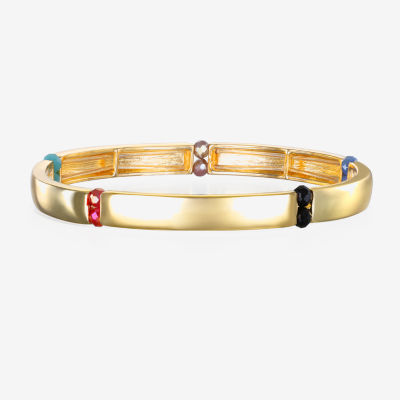 Bijoux Bar Delicates Gold Tone Glass Round Stretch Bracelet