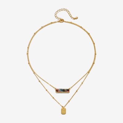 Bijoux Bar Delicates Gold Tone 16 Inch Link Rectangular Strand Necklace