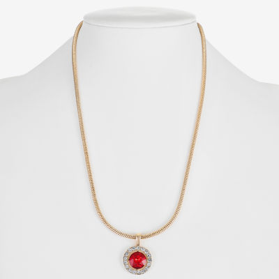 Monet Jewelry Womens Red Glass Round 17 Inch Pendant Necklaces