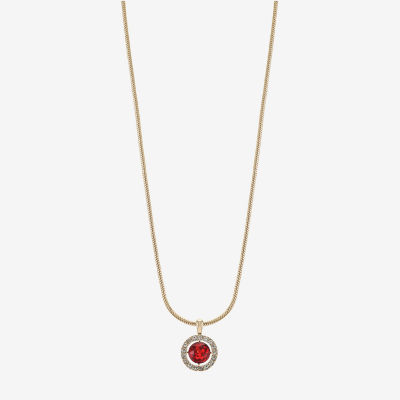 Monet Jewelry Womens Red Glass Round 17 Inch Pendant Necklace