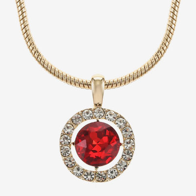 Monet Jewelry Womens Red Glass Round 17 Inch Pendant Necklaces