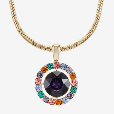Monet Jewelry Womens Glass Zinc Round Pendant Necklaces