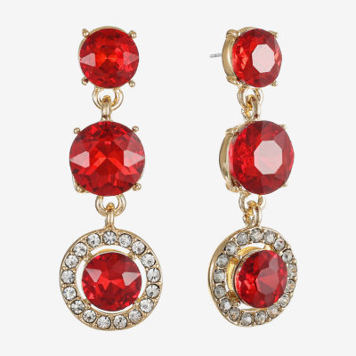 Monet Jewelry Linear Womens Multi Color Glass Round Hypoallergenic Drop Earrings