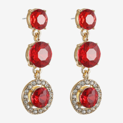 Monet Jewelry Linear Multi Color Glass Round Drop Earrings