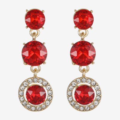 Monet Jewelry Linear Multi Color Glass Round Drop Earrings