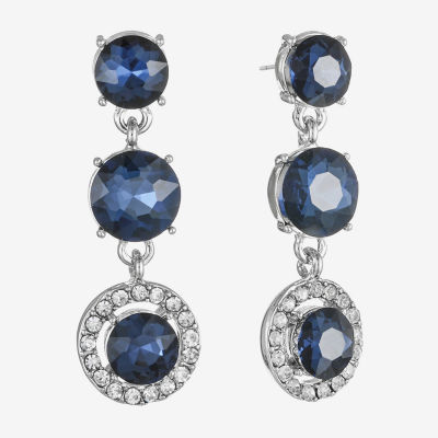 Monet Jewelry Linear Multi Color Glass Round Drop Earrings