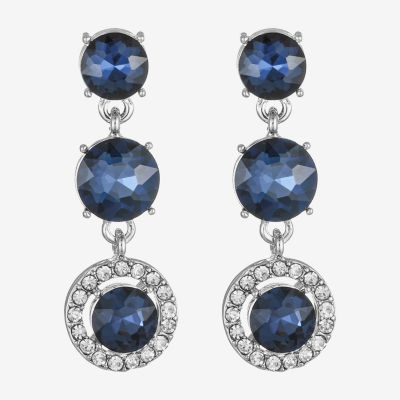 Monet Jewelry Linear Multi Color Glass Round Drop Earrings