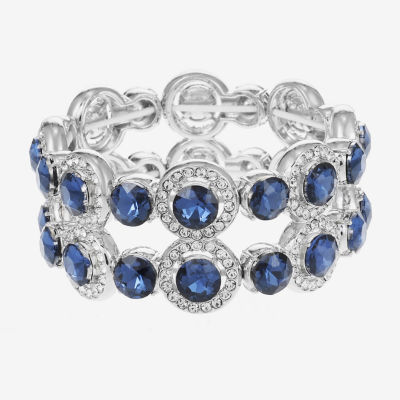 Monet Jewelry Double Glass Round Stretch Bracelet