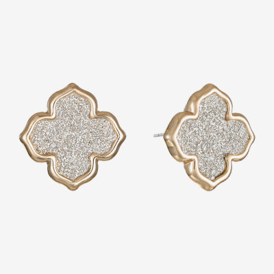 Monet Jewelry Two Tone 13.5mm Clover Stud Earrings