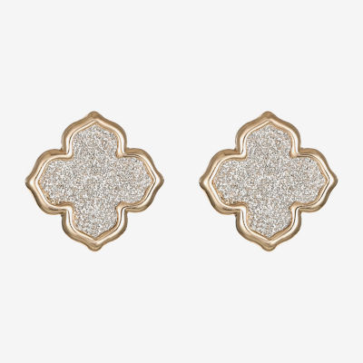 Monet Jewelry Two Tone 13.5mm Clover Stud Earrings