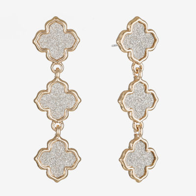 Monet Jewelry Linear Clover Drop Earrings