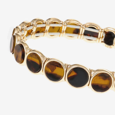 Liz Claiborne Gold Tone Tortoise Round Stretch Bracelet