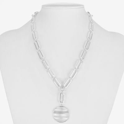 Liz Claiborne 17 Inch Paperclip Round Y Necklace