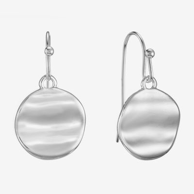 Liz Claiborne Hammered Womens Round Drop Earrings