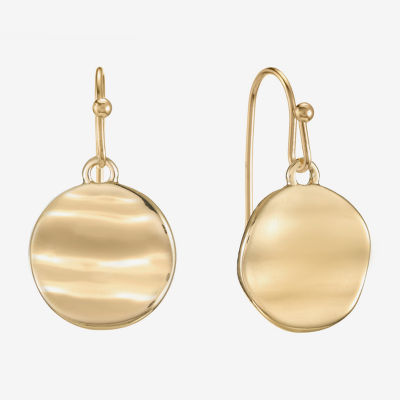 Liz Claiborne Hammered Round Drop Earrings
