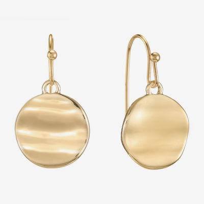 Liz Claiborne Hammered Round Drop Earrings