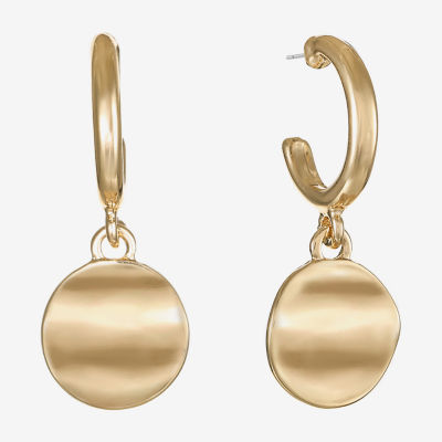 Liz Claiborne Hammered Round Drop Earrings