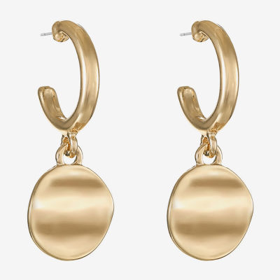 Liz Claiborne Hammered Round Drop Earrings