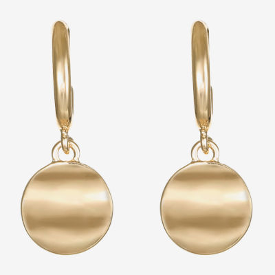 Liz Claiborne Hammered Round Drop Earrings