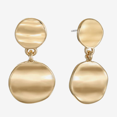 Liz Claiborne Hammered Round Drop Earrings