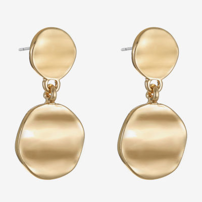 Liz Claiborne Hammered Round Drop Earrings