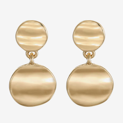 Liz Claiborne Hammered Round Drop Earrings