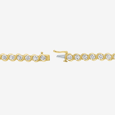 Lab Created White Sapphire 14K Gold Over Silver 7.5 Inch Tennis Bracelet