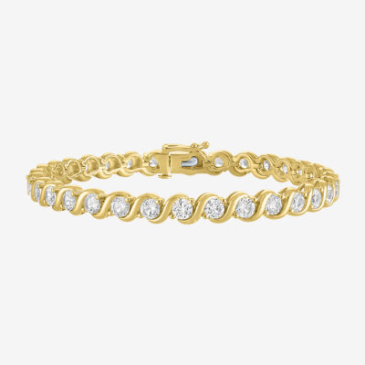 Lab Created White Sapphire 14K Gold Over Silver 7.5 Inch Tennis Bracelet