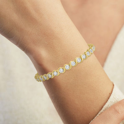 Lab Created White Sapphire 14K Gold Over Silver 7.5 Inch Tennis Bracelet