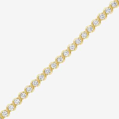 Lab Created White Sapphire 14K Gold Over Silver 7.5 Inch Tennis Bracelet