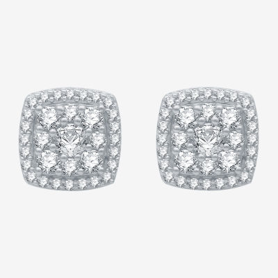 Diamond Blossom 1/ CT. T.W. Natural White Diamond 10K White Gold 8mm Stud Earrings