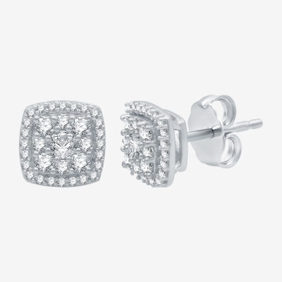 Diamond Blossom 1/ CT. T.W. Natural White Diamond 10K White Gold 8mm Stud Earrings