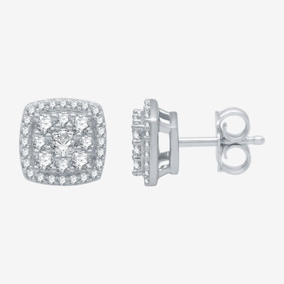 Diamond Blossom 1/ CT. T.W. Natural White Diamond 10K White Gold 8mm Stud Earrings