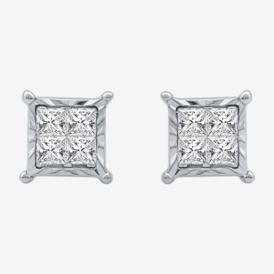 1/3 CT. T.W. Mined White Diamond Sterling Silver 6.4mm Stud Earrings