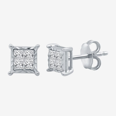 1/3 CT. T.W. Mined White Diamond Sterling Silver 6.4mm Stud Earrings