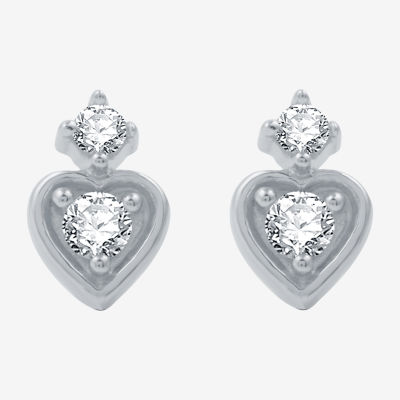 Ever Star (G / SI1-SI2) 1/8 CT.T.W. Lab-Grown Diamond Sterling SIlver 7.3mm Heart Stud Earrings