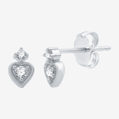 Ever Star (G / SI1-SI2) 1/8 CT.T.W. Lab-Grown Diamond Sterling SIlver 7.3mm Heart Stud Earrings