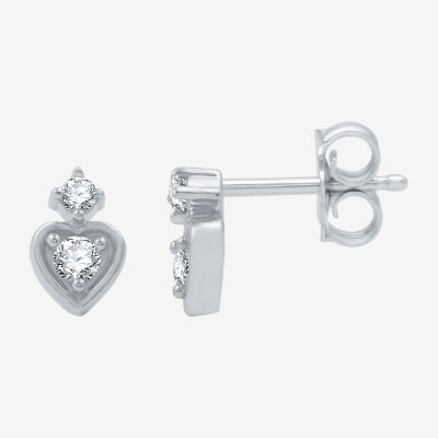 Ever Star (G / SI1-SI2) 1/8 CT.T.W. Lab-Grown Diamond Sterling SIlver 7.3mm Heart Stud Earrings