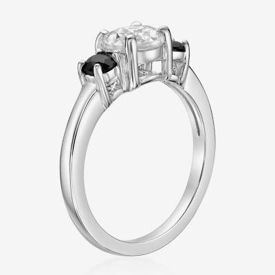 Womens Genuine White Topaz Sterling Silver 3-Stone Cocktail Ring