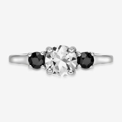 Womens Genuine White Topaz Sterling Silver 3-Stone Cocktail Ring