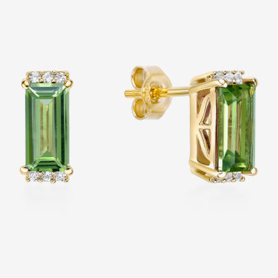 Genuine Semi Precious Stone Gold Over Silver 10mm Stud Earrings