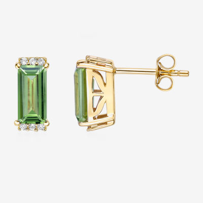 Genuine Semi Precious Stone Gold Over Silver 10mm Stud Earrings