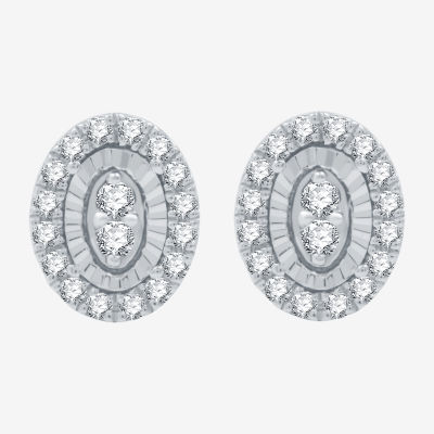 (H-I / I1) 1/4 CT. T.W. Lab Grown White Diamond Sterling Silver 8.9mm Oval Stud Earrings