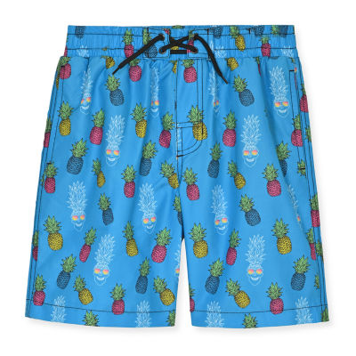 Beach Bros. Little & Big Boys Neon Pineapple Skull Swim Trunks